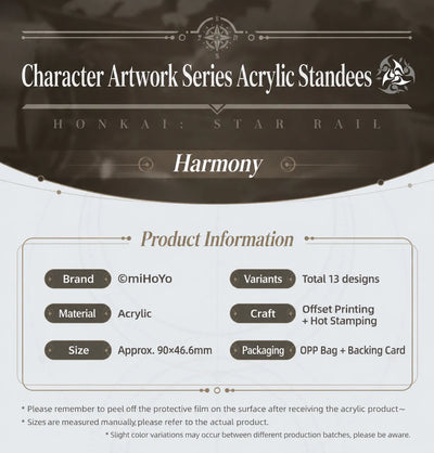 Honkai: Star Rail Character Artwork Series Harmony Acrylic Charms product information and specifications