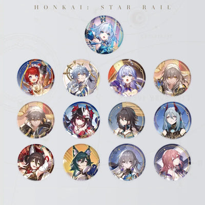Honkai: Star Rail Character Artwork Series Harmony Badges featuring 13 character designs