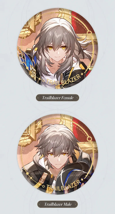 Trailblazer Female and Trailblazer Male Character Artwork Series Harmony Badge designs