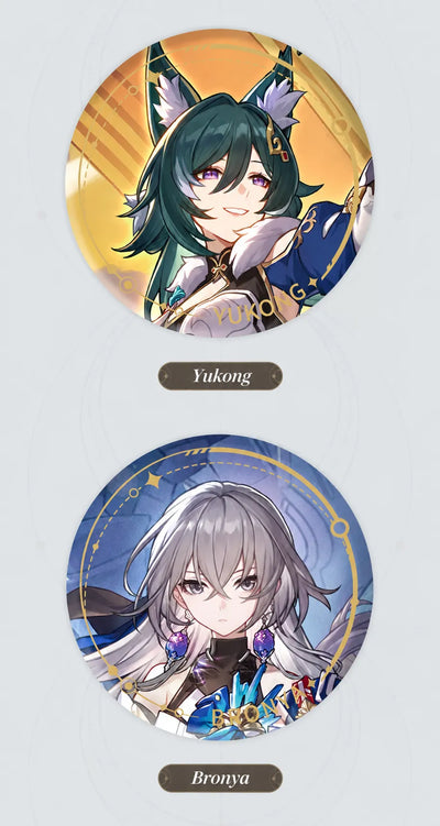 Yukong, Bronya, and Asta Character Artwork Series Harmony Badge designs