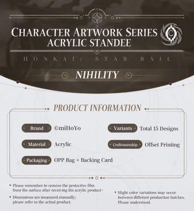 Honkai: Star Rail Character Artwork Series Nihility acrylic standee product information