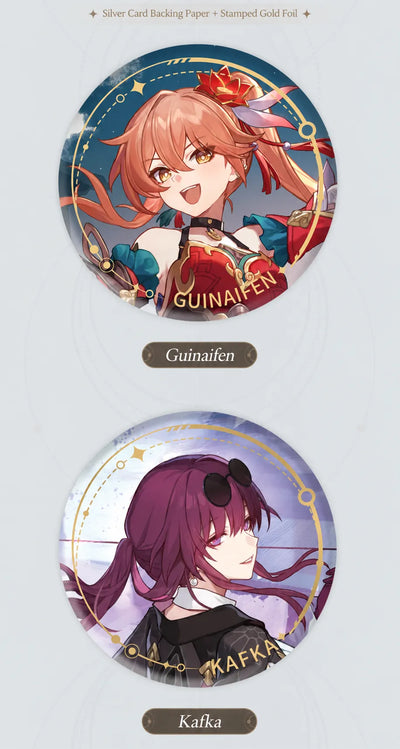 Guinaifen and Kafka Nihility tinplate badge details