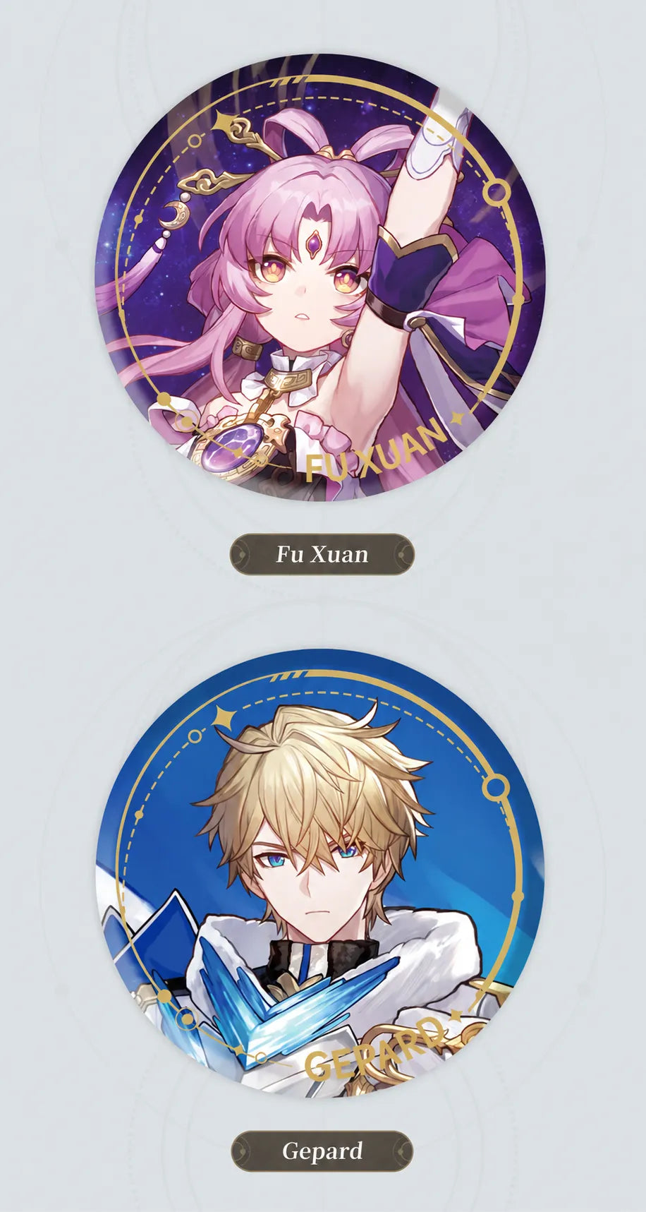Fu Xuan and Gepard Preservation Badge designs