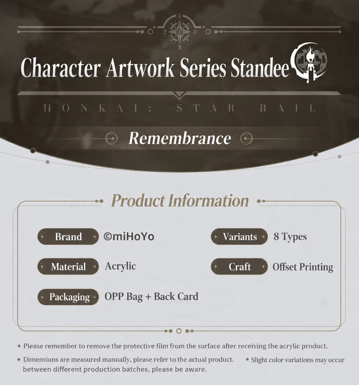 Honkai: Star Rail Character Artwork Series Remembrance acrylic standee product information