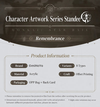 Honkai: Star Rail Character Artwork Series Remembrance acrylic standee product information