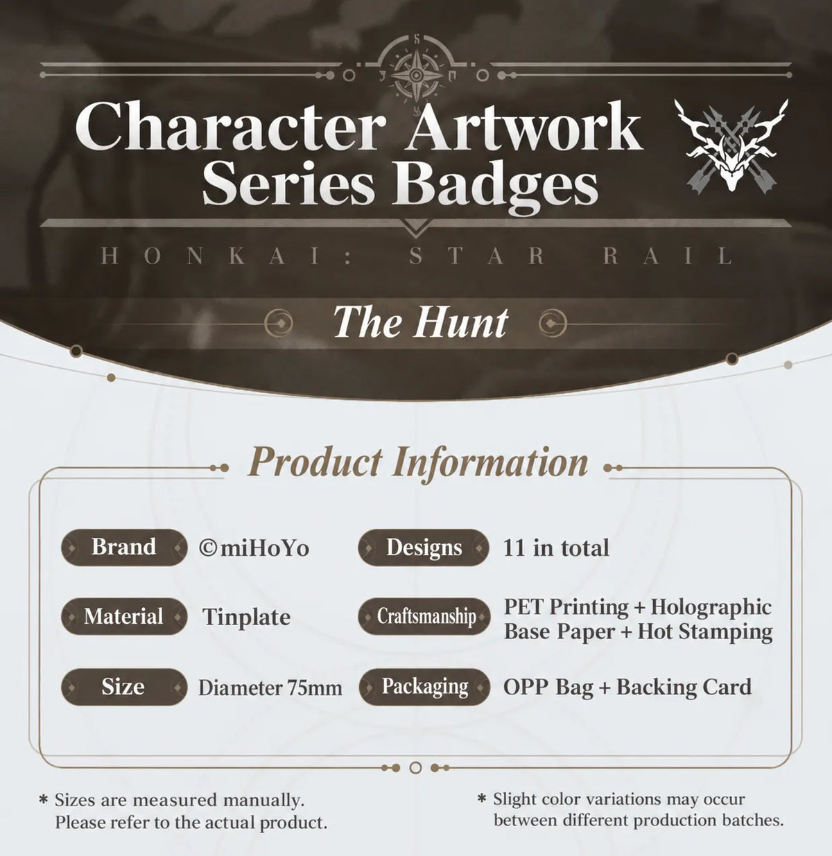 Honkai: Star Rail Character Artwork Series The Hunt Badges product information and specifications