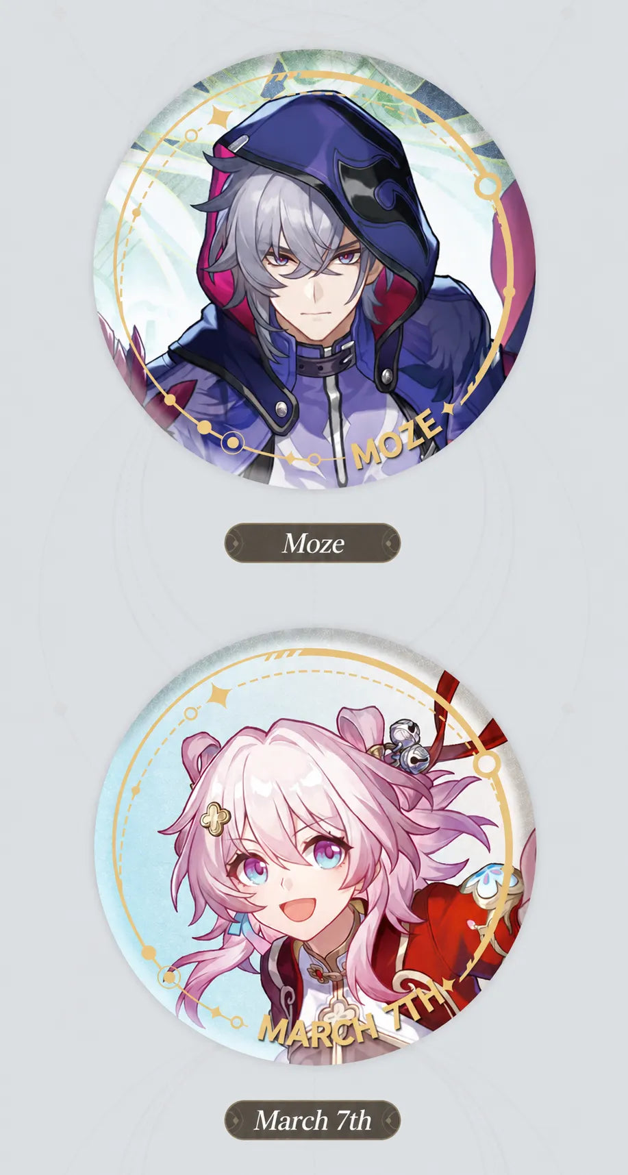 Moze and March 7th Character Artwork Series The Hunt Badge designs