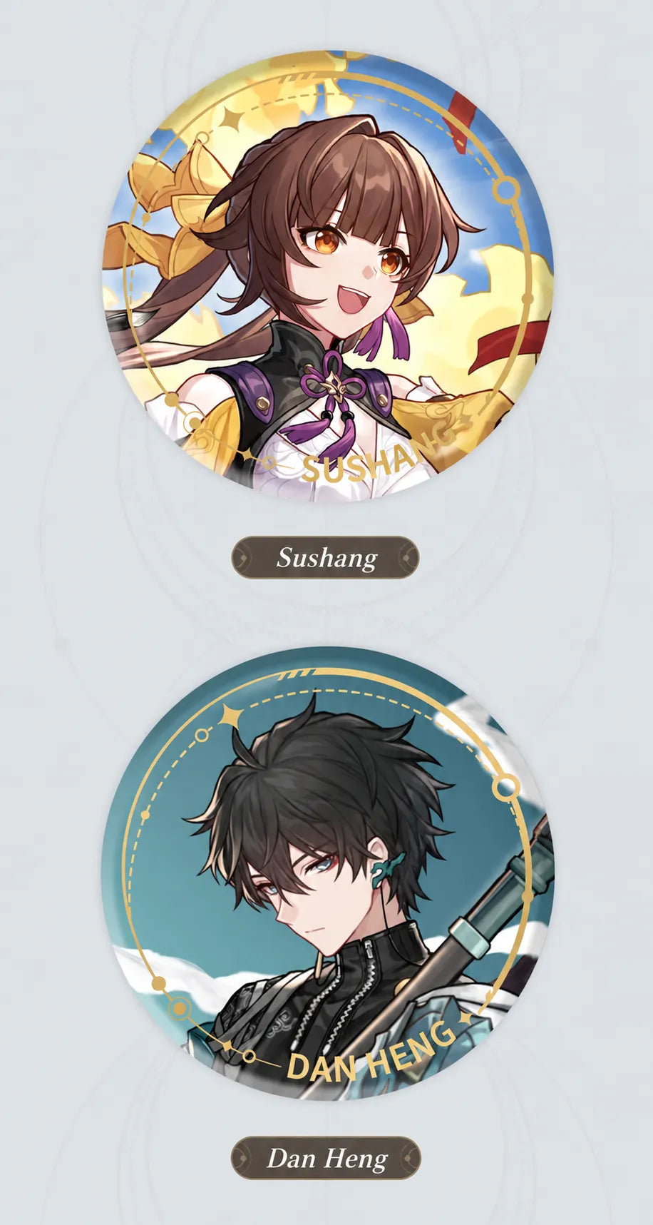 Sushang and Dan Heng Character Artwork Series The Hunt Badge designs