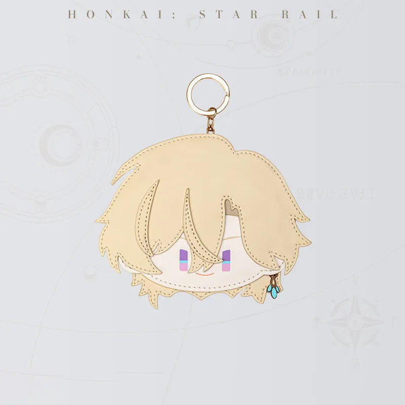 Honkai Star Rail Aventurine Chibi Doll Series card holder featuring blond hair and colorful eyes