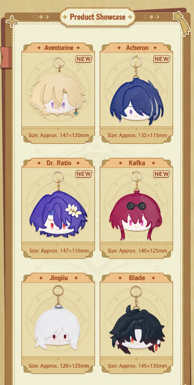Chibi Doll Series card holders featuring Jing Yuan March 7th Dan Heng and Imbibitor Lunae with dimensions