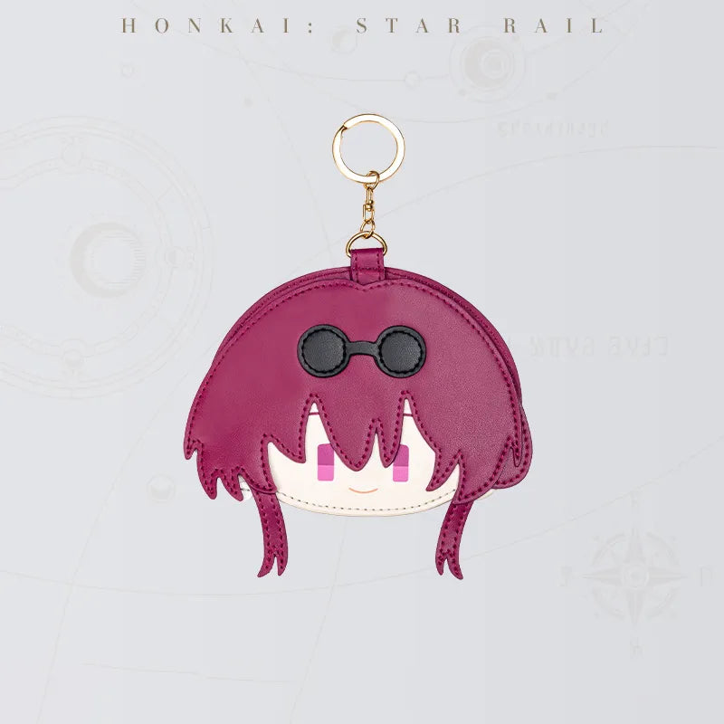 Honkai Star Rail Kafka Chibi Doll Series card holder featuring burgundy hair and sunglasses