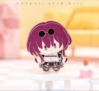 Honkai Star Rail chibi metal badges displayed together in a collectible arrangement