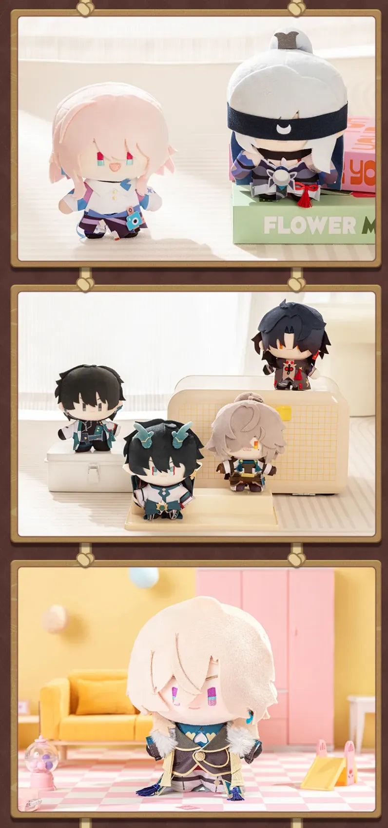 Chibi Doll Series plush dolls featuring detailed stitching and colorful character outfits