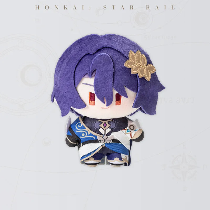 Honkai Star Rail Dr. Ratio Chibi Doll Series plush doll featuring purple hair and floral decoration