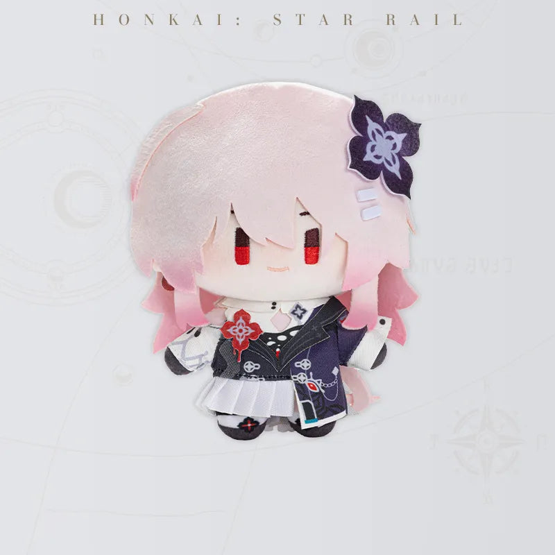 Honkai Star Rail Evernight Chibi Doll Series plush doll with pale pink hair and dark floral accessory