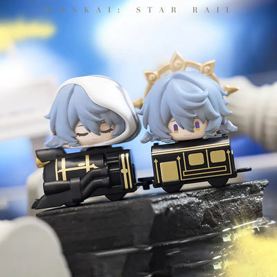 Honkai: Star Rail chibi figures with connectable train-themed bases