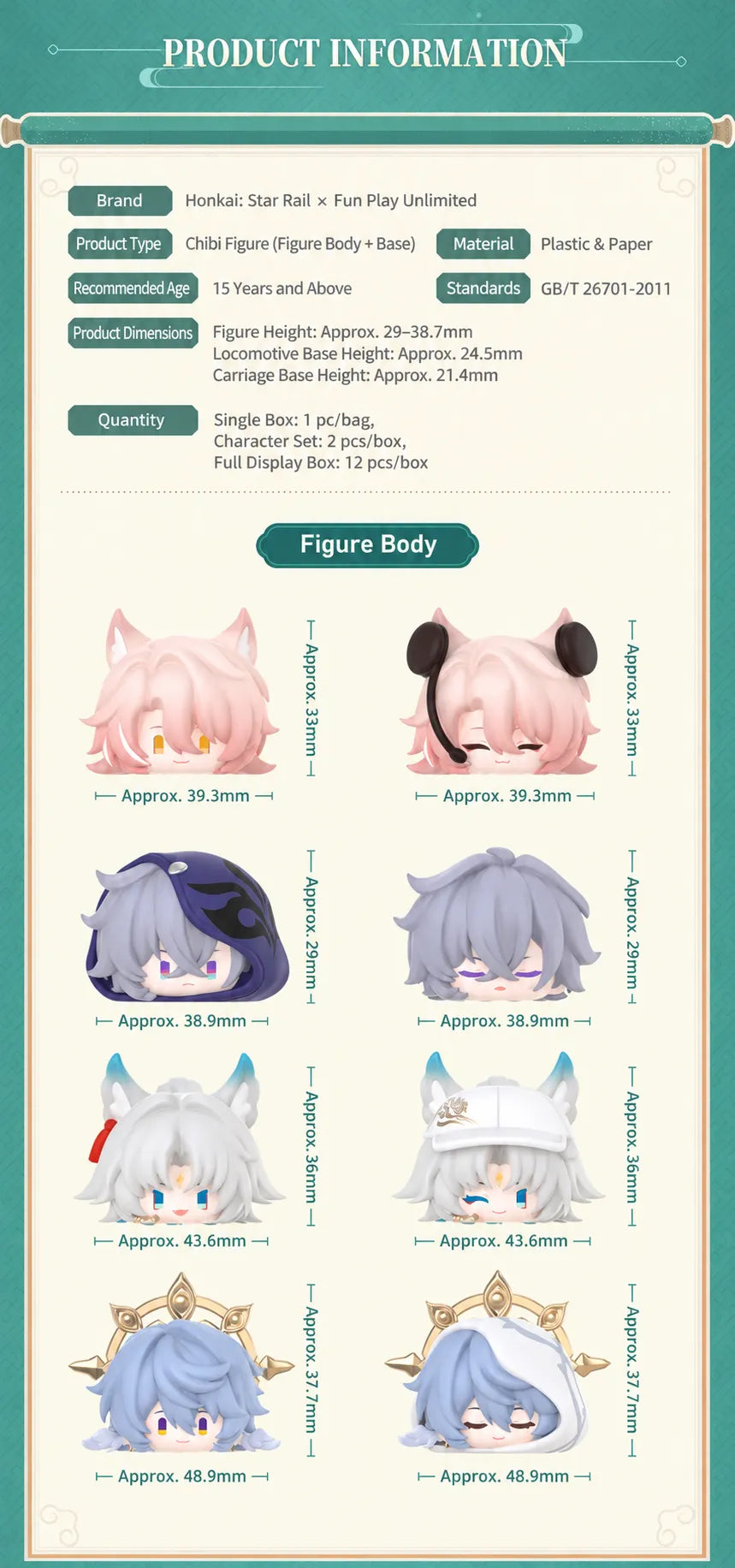 Honkai: Star Rail Chibi Stack-Up Vol. 3 figure specifications and dimensions