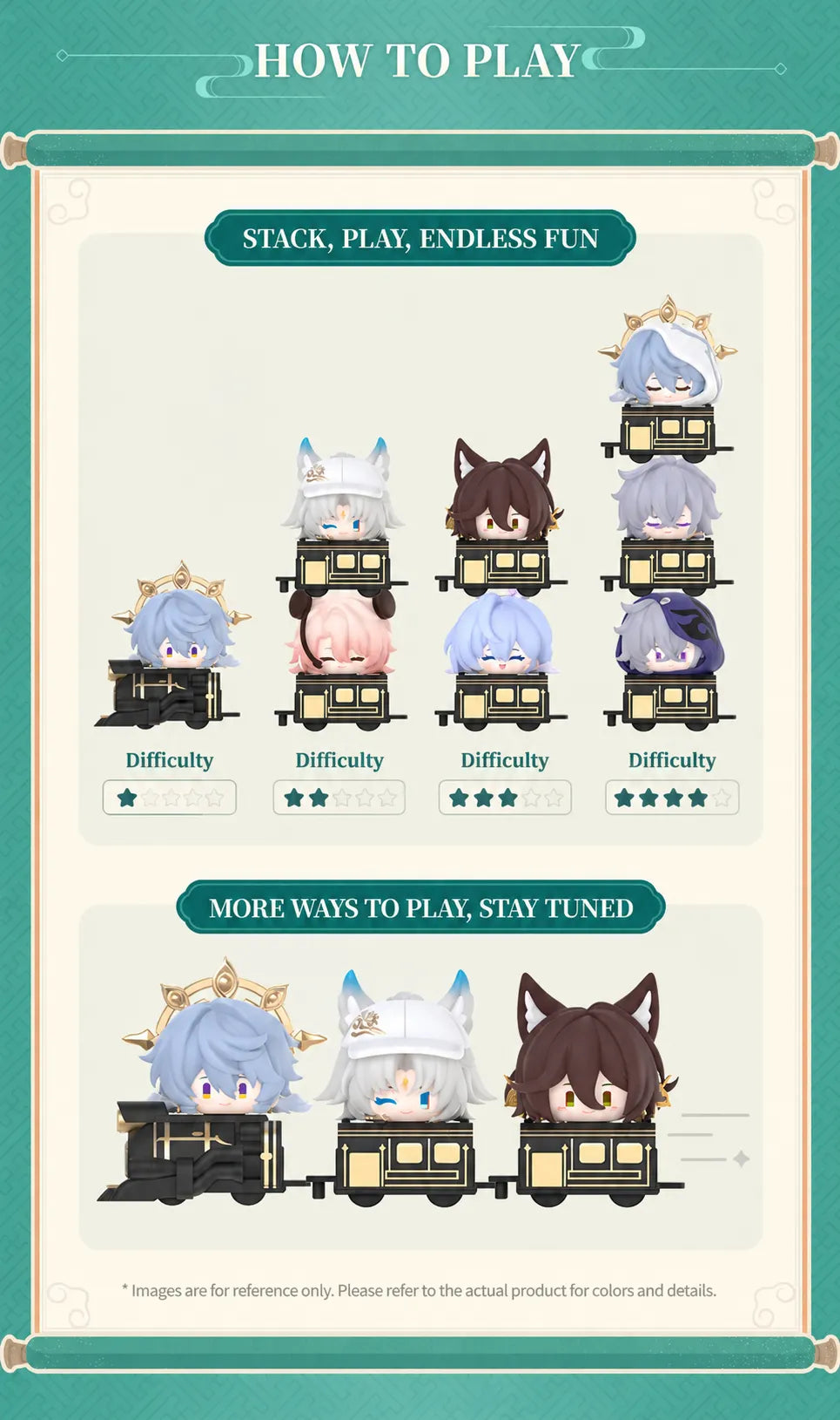 Chibi Stack-Up Series Vol. 3 figures demonstrating stacking arrangements