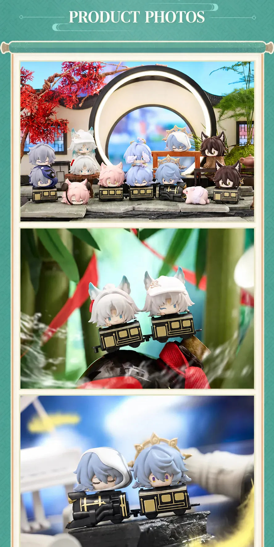 Honkai: Star Rail Chibi Stack-Up figures displayed in connected train formations