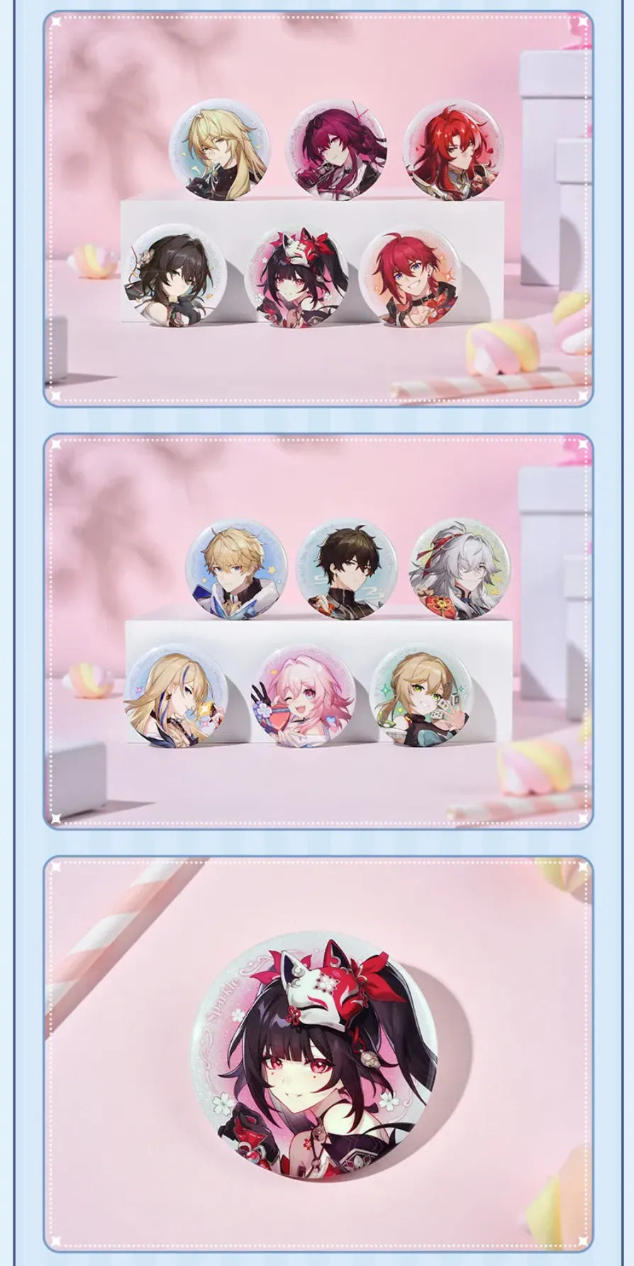 Honkai: Star Rail Cosmic Candy House badges close-up