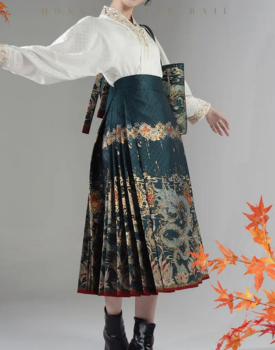 Honkai Star Rail Dan Heng Imbibitor Lunae Impression Series Zip-Up Mamian Skirt modeled with traditional Chinese apparel