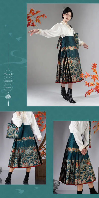 Dan Heng Imbibitor Lunae Mamian Skirt styled with black embroidered jacket and matching tote bag