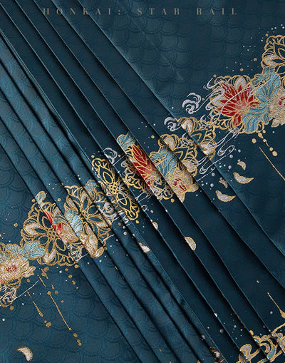 Dan Heng Imbibitor Lunae One-Piece Mamian Skirt styled with traditional Chinese apparel and white parasol
