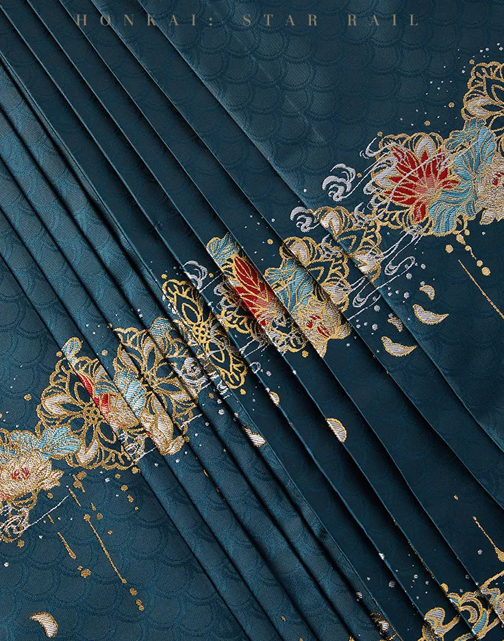 Dan Heng Imbibitor Lunae One-Piece Mamian Skirt styled with traditional Chinese apparel and white parasol