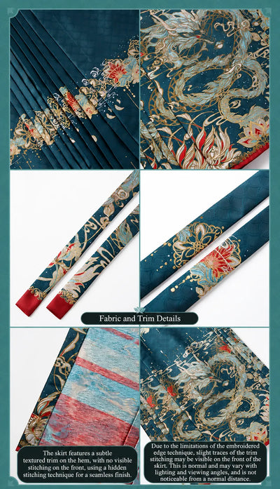 Front flat lay view of Dan Heng Imbibitor Lunae One-Piece Mamian Skirt with side ties and symmetrical dragon patterns