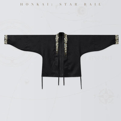 Dan Heng Imbibitor Lunae Impression Series black short jacket with embroidered cloud patterns and wide sleeves