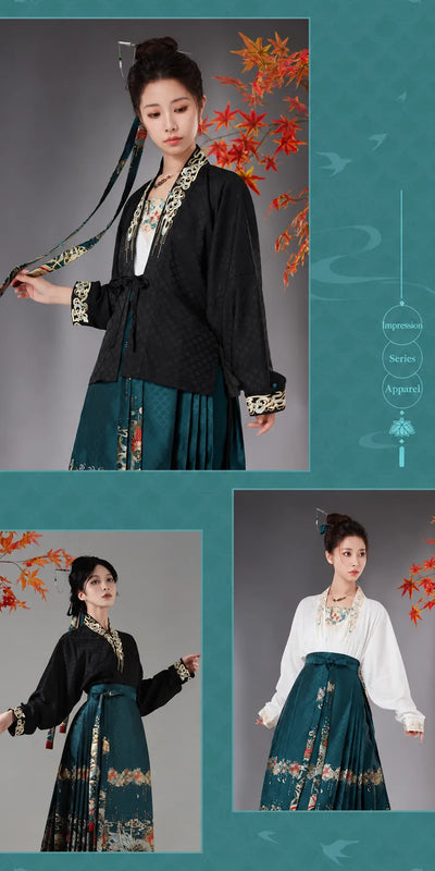 Dan Heng Imbibitor Lunae short jacket dragon scale jacquard fabric texture in white and black