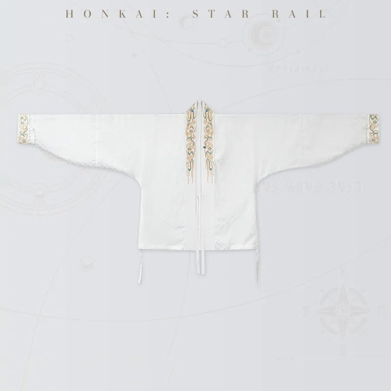 Dan Heng Imbibitor Lunae Impression Series white short jacket with dragon scale jacquard and embroidered collar