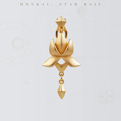 Dan Heng Imbibitor Lunae Impression Series Water Lotus Ear Cuff with gold-plated brass lotus and dangling charm