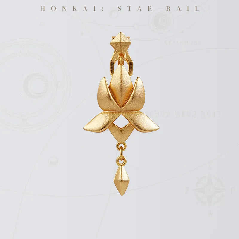 Dan Heng Imbibitor Lunae Impression Series Water Lotus Ear Cuff with gold-plated brass lotus and dangling charm