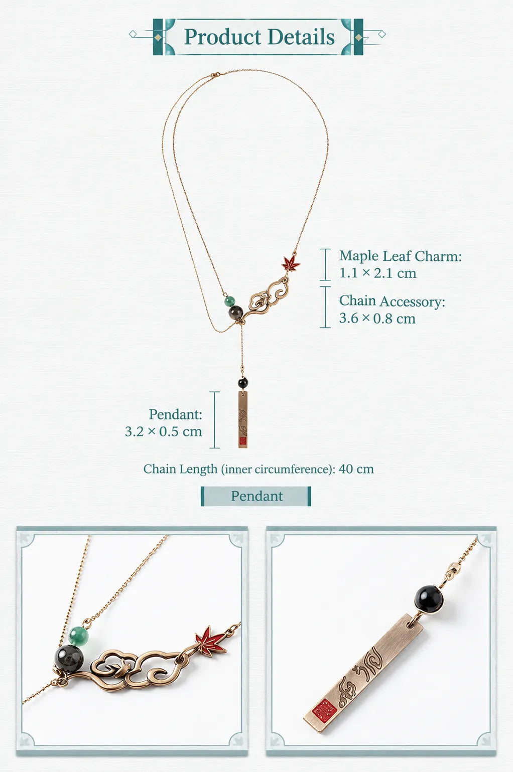 Dan Heng replica-style ear clip with translucent green ornament and decorative chain