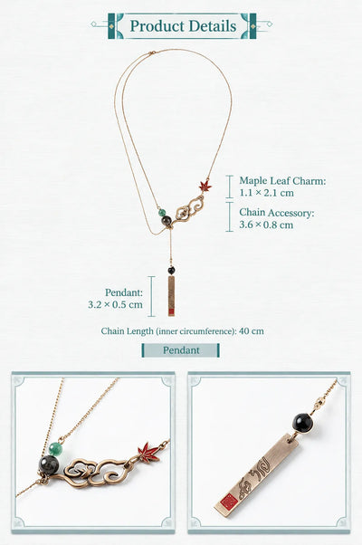 Dan Heng replica-style ear clip with translucent green ornament and decorative chain