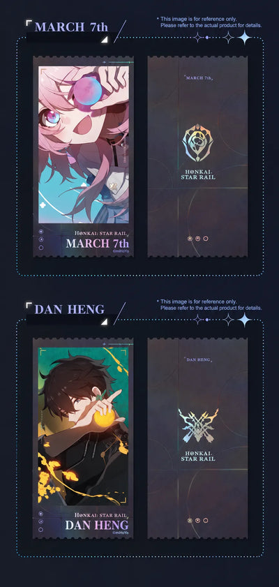 March 7th and Dan Heng holographic commemorative tickets front and back