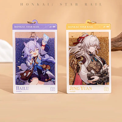 Express Travel Notes character Acrylic Charms with flowing sand details