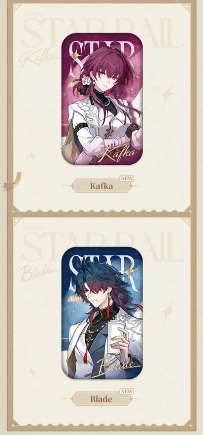 Kafka and Blade Express Travel Notes Tinplate Badges