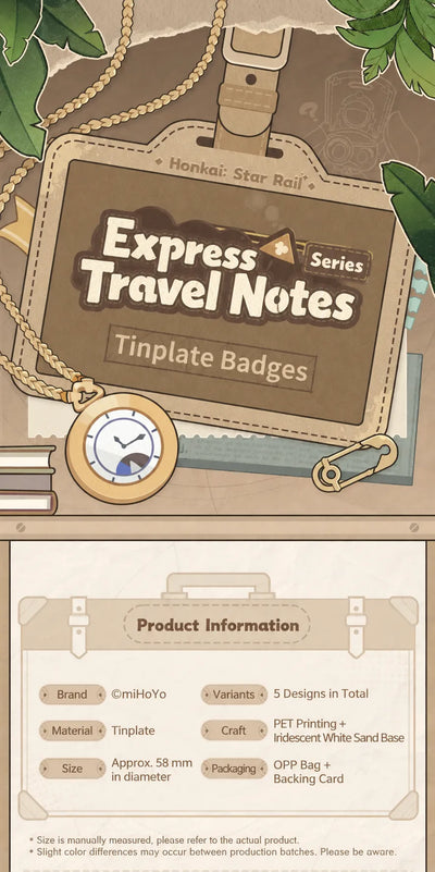 Express Travel Notes Series Tinplate Badge product information