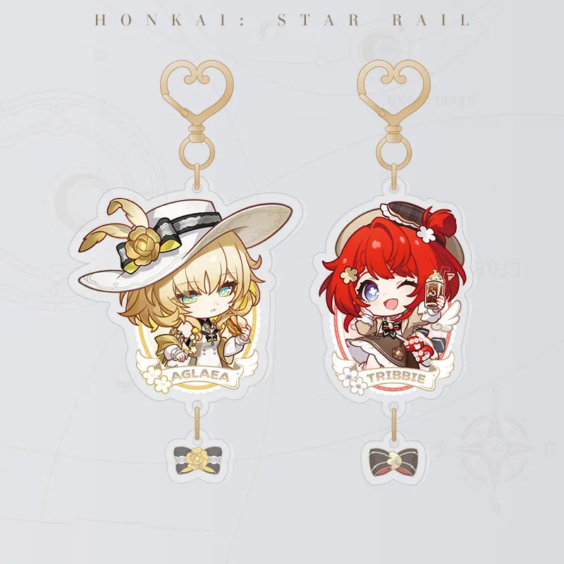 Honkai: Star Rail Express Travel Notes Tribbie and Aglaea Chibi Acrylic Charms