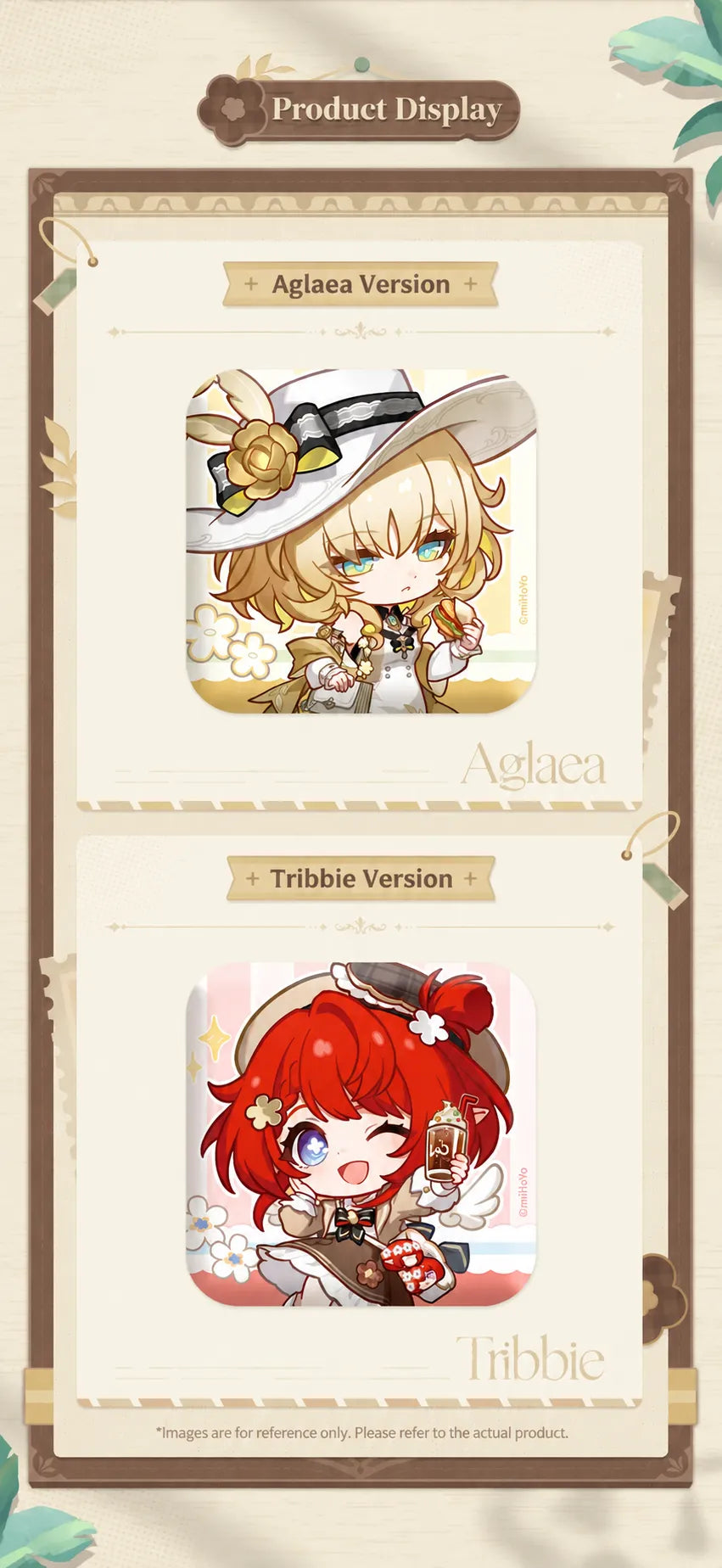 Aglaea and Tribbie Express Travel Notes Chibi Badge designs