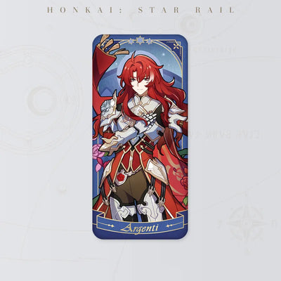 Honkai Star Rail Argenti Fable of the Stars Series tinplate badge featuring red armor and rose motifs
