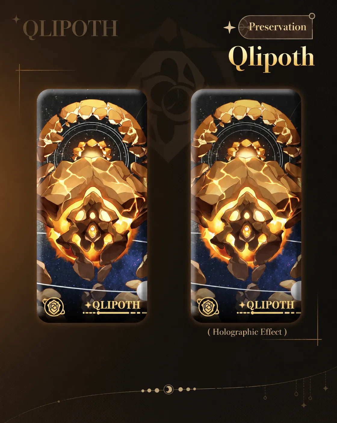 Qlipoth Preservation badge with holographic finish comparison