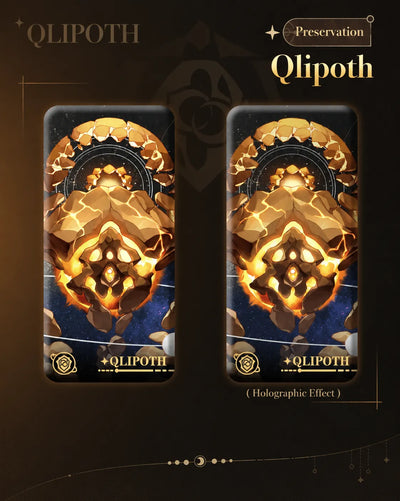 Qlipoth Preservation badge with holographic finish comparison