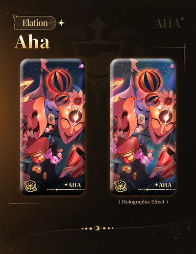 Aha Elation badge with standard and holographic effect comparison