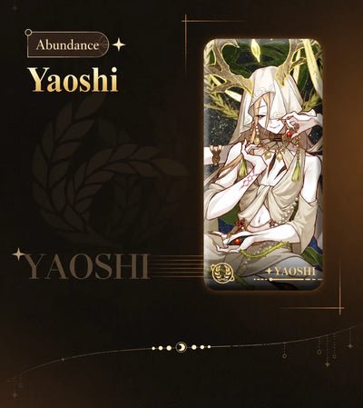 Yaoshi Abundance badge with detailed botanical artwork