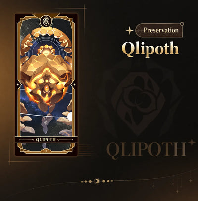 Qlipoth Preservation collectible card with gold-accented artwork
