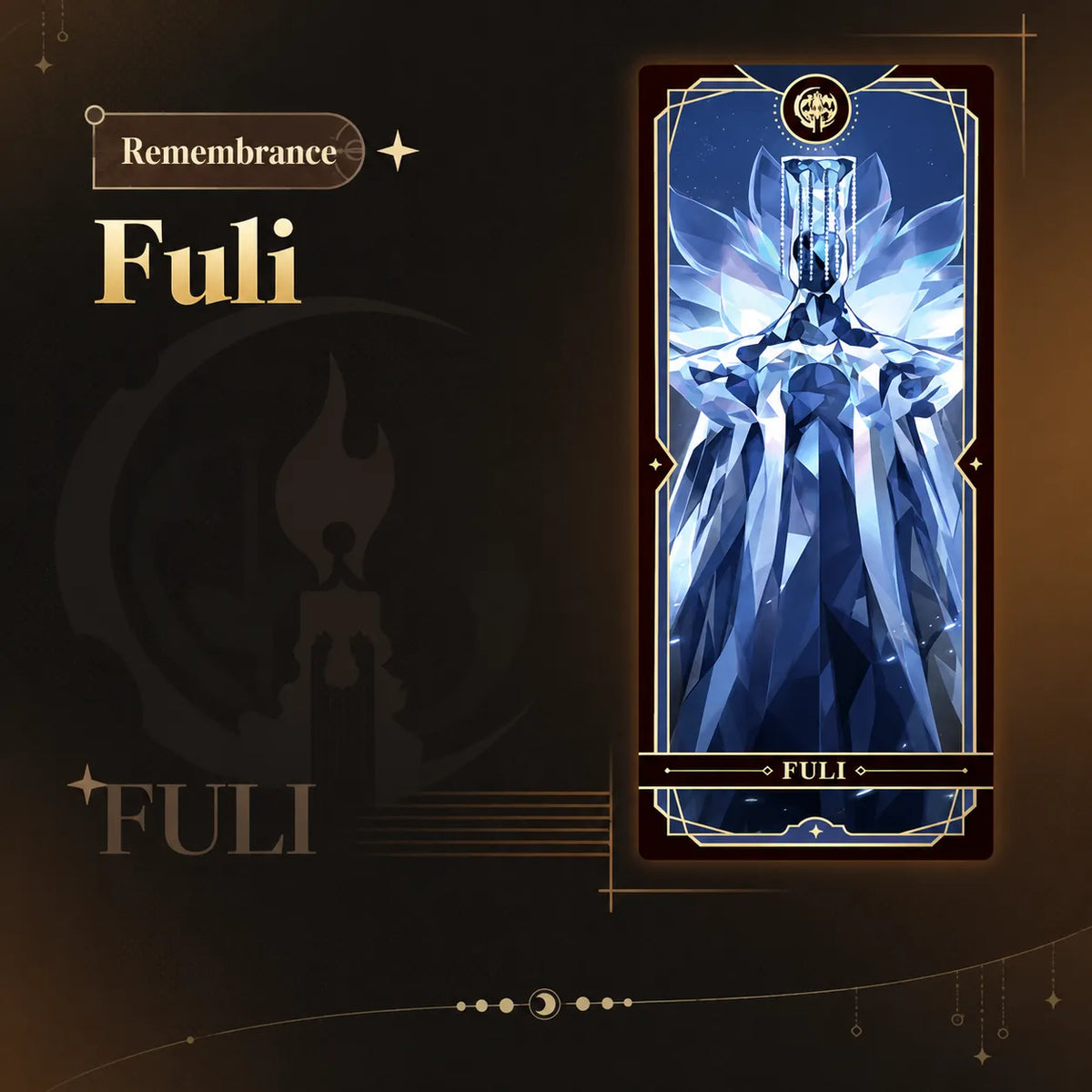 Fuli Remembrance collectible card with crystalline blue artwork