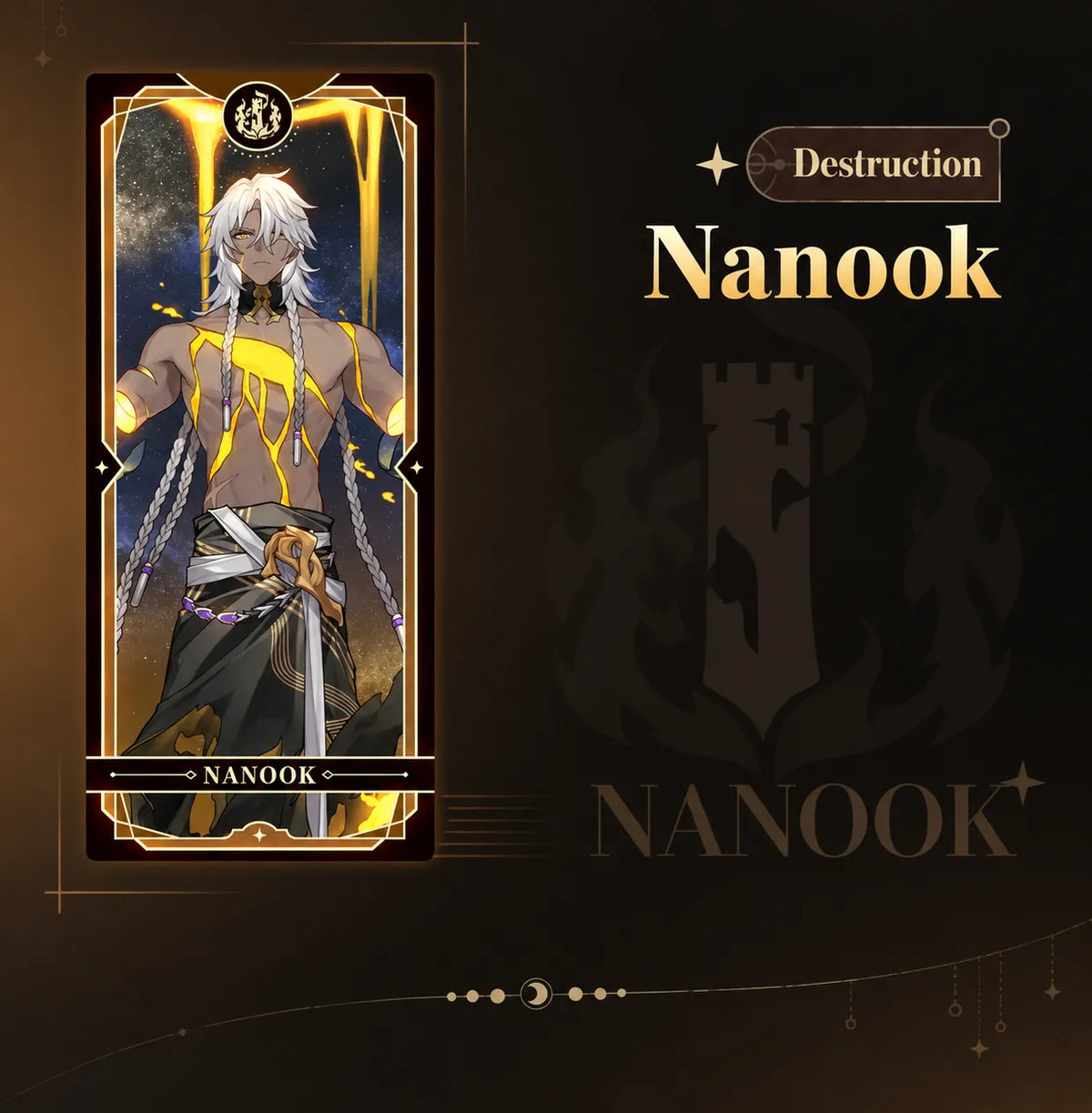 Nanook Destruction collectible card with glowing golden details